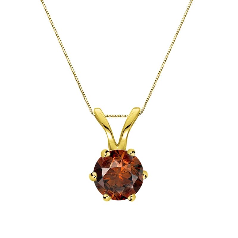 Auriya 1/3ctw Solitaire Brown Diamond Necklace 14k Gold 6-Prong (SI1-SI2)