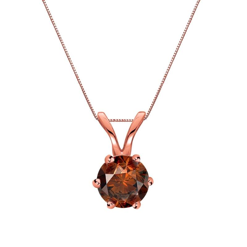 Auriya 1/3ctw Solitaire Brown Diamond Necklace 14k Gold 6-Prong (SI1-SI2)
