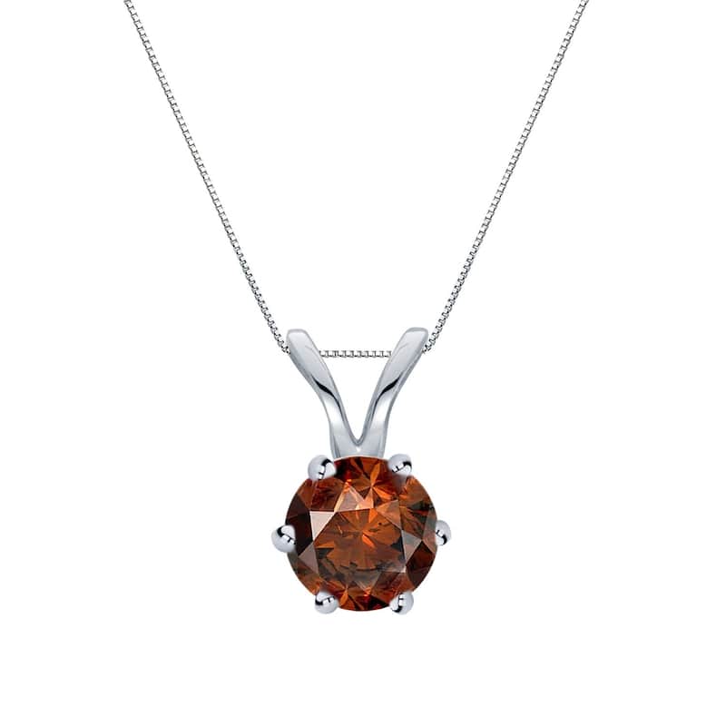 Auriya 1/3ctw Solitaire Brown Diamond Necklace 14k Gold 6-Prong (SI1-SI2)
