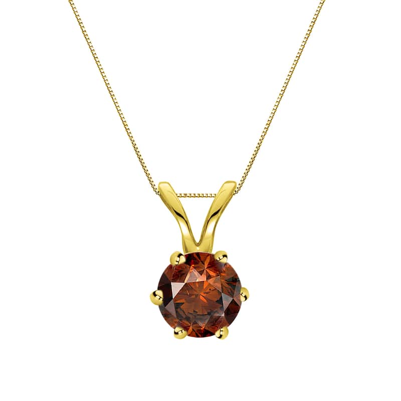 Auriya 1/3ctw Solitaire Brown Diamond Necklace 14k Gold 6-Prong (SI1-SI2) - Yellow