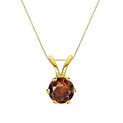 Auriya 1/3ctw Solitaire Brown Diamond Necklace 14k Gold 6-Prong (SI1-SI2)