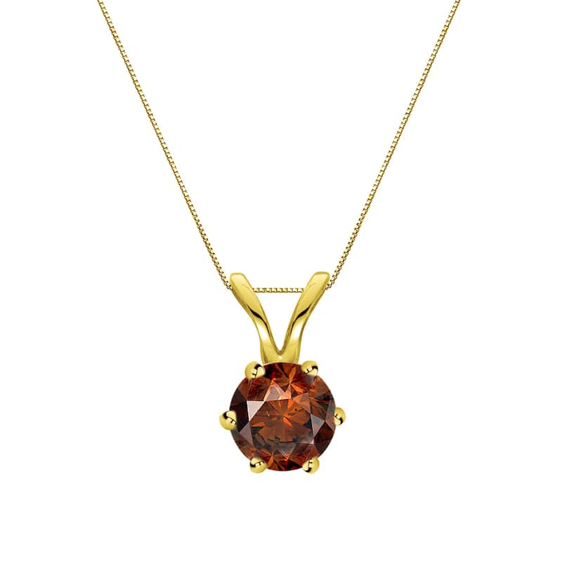 Auriya 1/4ctw Solitaire Brown Diamond Necklace 14k Gold 6-PronG (SI1-SI2)
