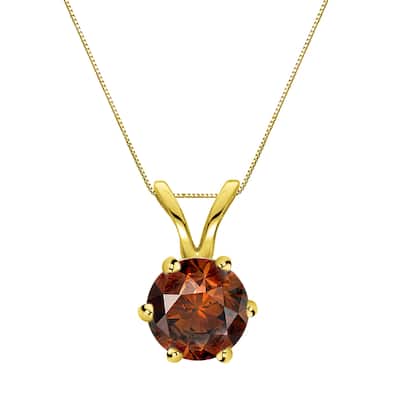 Auriya 3/4ctw Solitaire Brown Diamond Necklace 14k Gold 6-Prong (SI1-SI2)