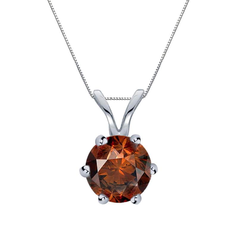 Auriya 1ctw Solitaire Brown Diamond Necklace 14k Gold 6-Prong (SI1-SI2)