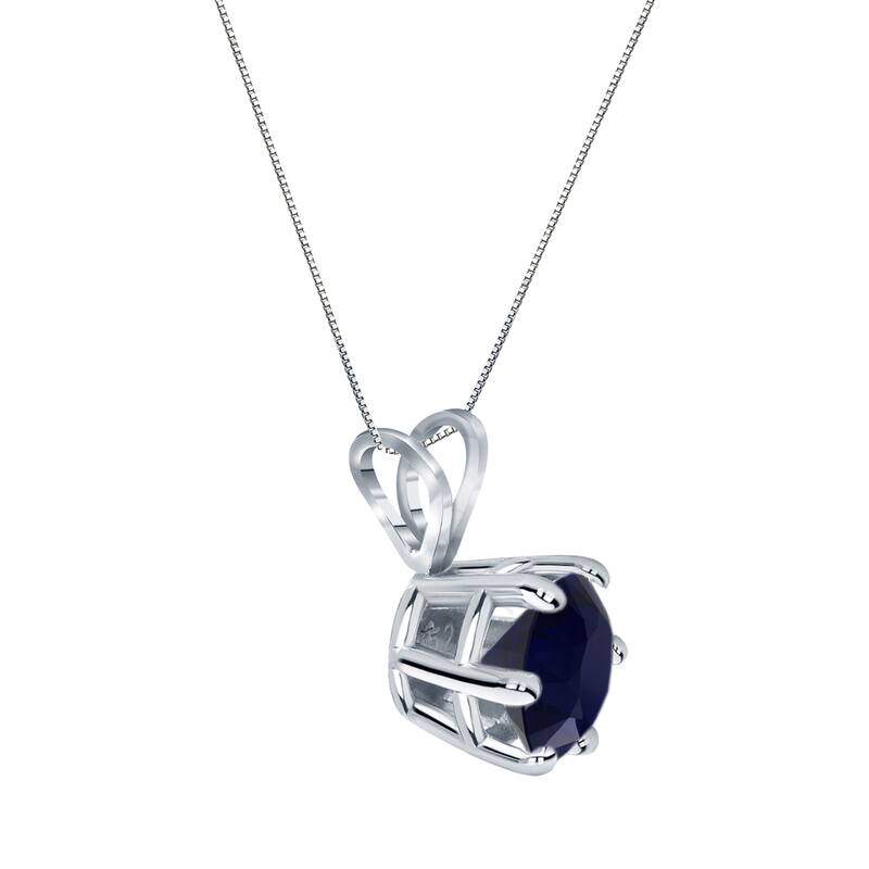 Auriya 14k Gold Blue Sapphire Solitaire Necklace 1/2ctw 6-Prong