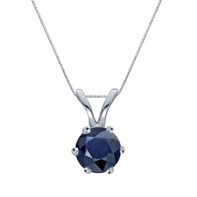 Auriya 14k Gold Blue Sapphire Solitaire Necklace 1/2ctw 6-Prong