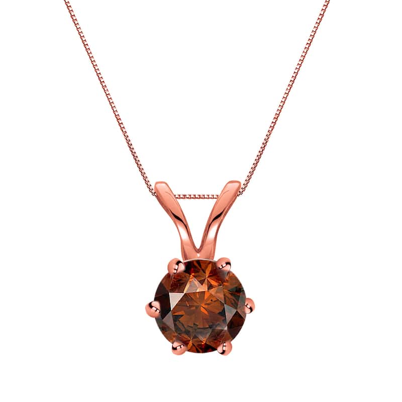 Auriya 1/2ctw Solitaire Brown Diamond Necklace 14k Gold 6-Prong (SI1-SI2)