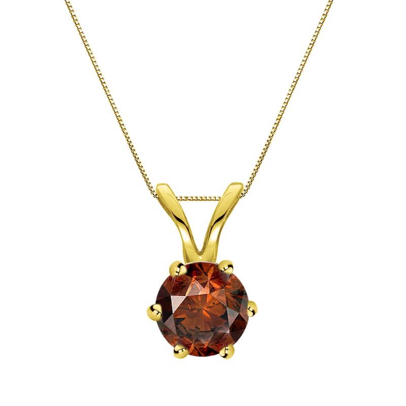 Auriya 1/2ctw Solitaire Brown Diamond Necklace 14k Gold 6-Prong (SI1-SI2)