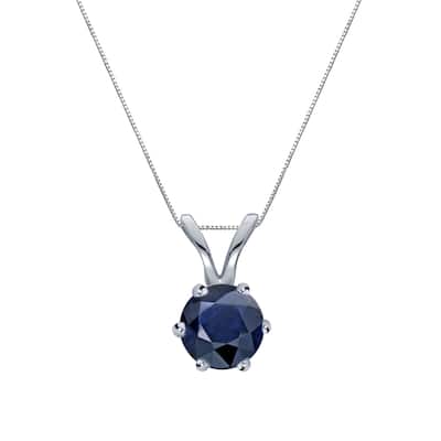 Auriya 14k Gold Blue Sapphire Solitaire Necklace 1/4ctw 6-Prong