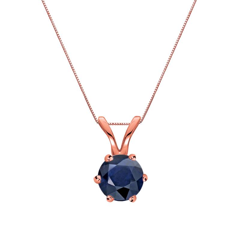 Auriya 14k Gold Blue Sapphire Solitaire Necklace 1/4ctw 6-Prong