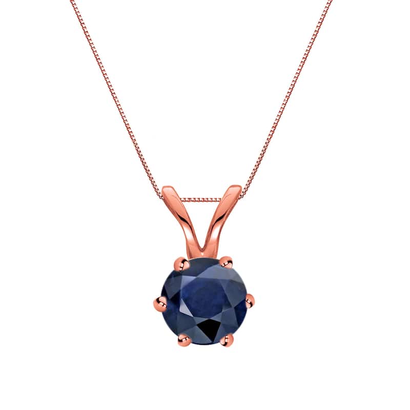 Auriya 14k Gold Blue Sapphire Solitaire Necklace 1/3ctw 6-Prong