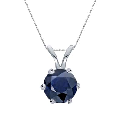 Auriya 14k Gold Blue Sapphire Solitaire Necklace 1ctw 6-Prong