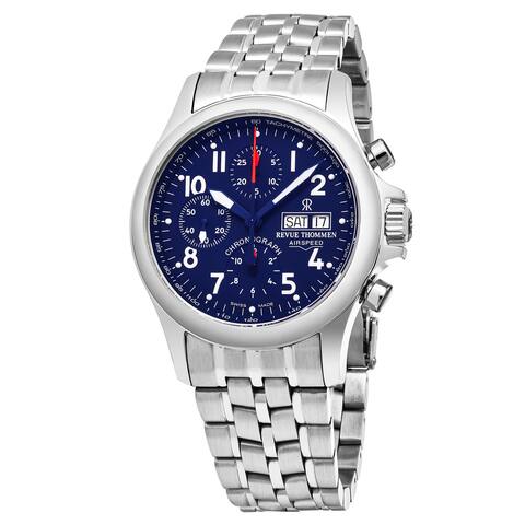 Revue Thommen Men's 17081.6139 'Pilot' Blue Dial Stainless Steel Chronograph Swiss Automatic Watch
