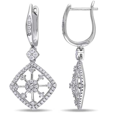 Miadora Signature Collection 14k White Gold 3/4ct TDW Diamond Cuff Earrings