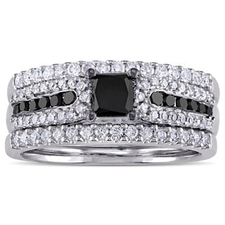 miadora black rhodium plated sterling silver 1 16ct tdw princess cut black and - Sterling Silver Diamond Wedding Ring Sets miadora black rhodium plated sterling silver 1 16ct tdw princess cut black and - Sterling Silver Diamond Wedding Ring Sets