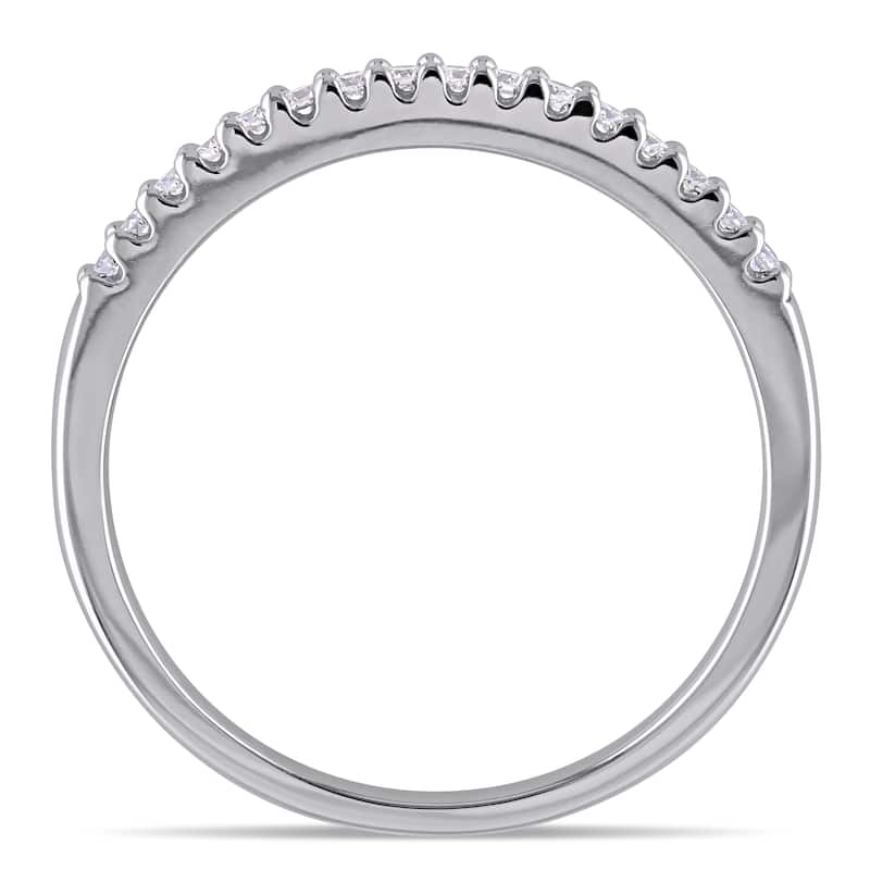 Miadora Sterling Silver 1/6ct TDW Diamond Semi Eternity Wedding Band - White