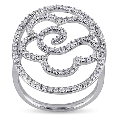Miadora Signature Collection 14k White Gold 3/5ct TDW Diamond Open Flower Ring