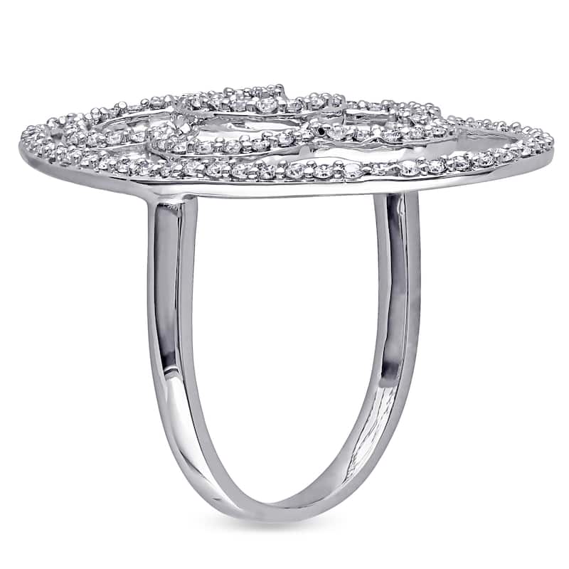 Miadora Signature Collection 14k White Gold 3/5ct TDW Diamond Open Flower Ring