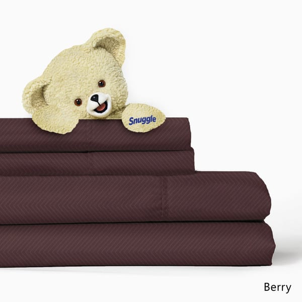 Chevron Embossed 4 Piece Microfiber Sheet Set With Deep Pockets By Snuggle Overstock 12368655