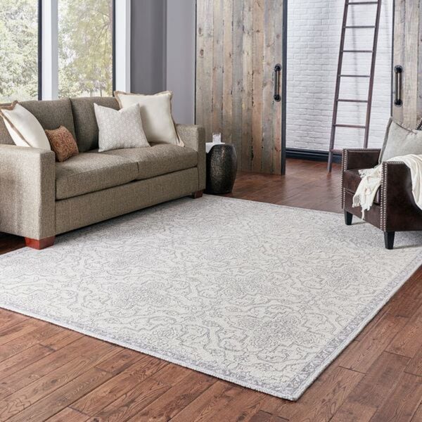 Shop Floral and Vine Persian Inspired Loop Pile Stone/ Grey Rug - 8' x ...