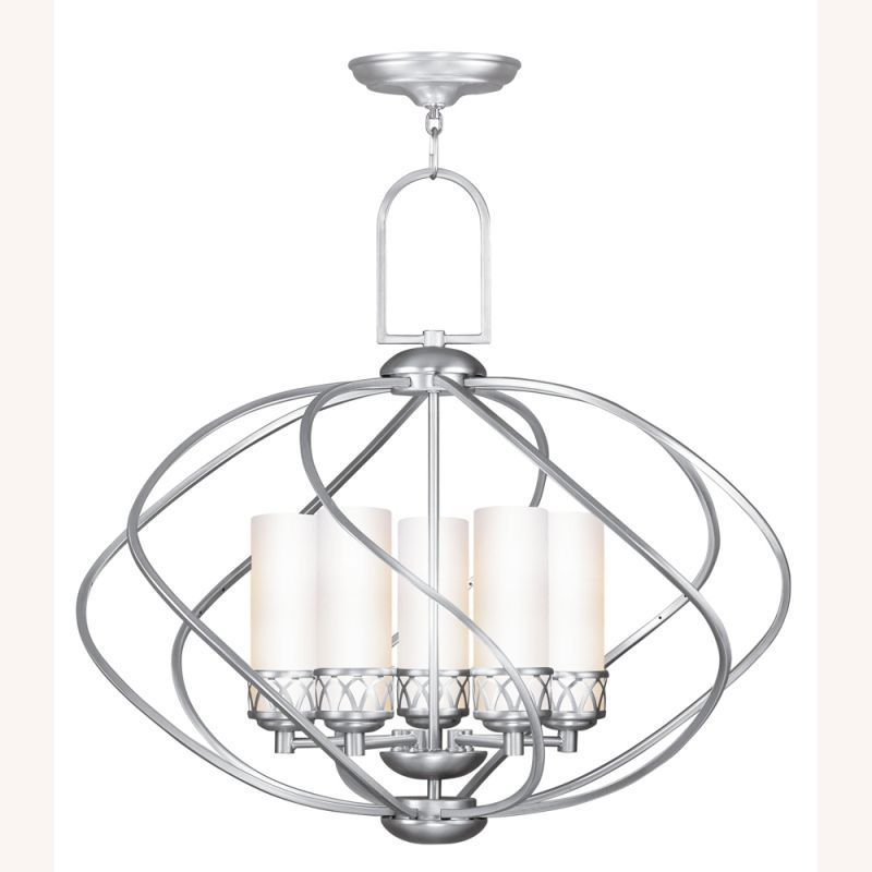 Livex Lighting Westfield 5 Light Brushed Nickel Chandelier (Chandelier-Silver Chandelier) - Chandeliers For Bedrooms by Overstock.com