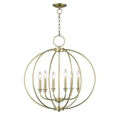 Livex Lighting Milania 6 Light Antique Brass Chandelier