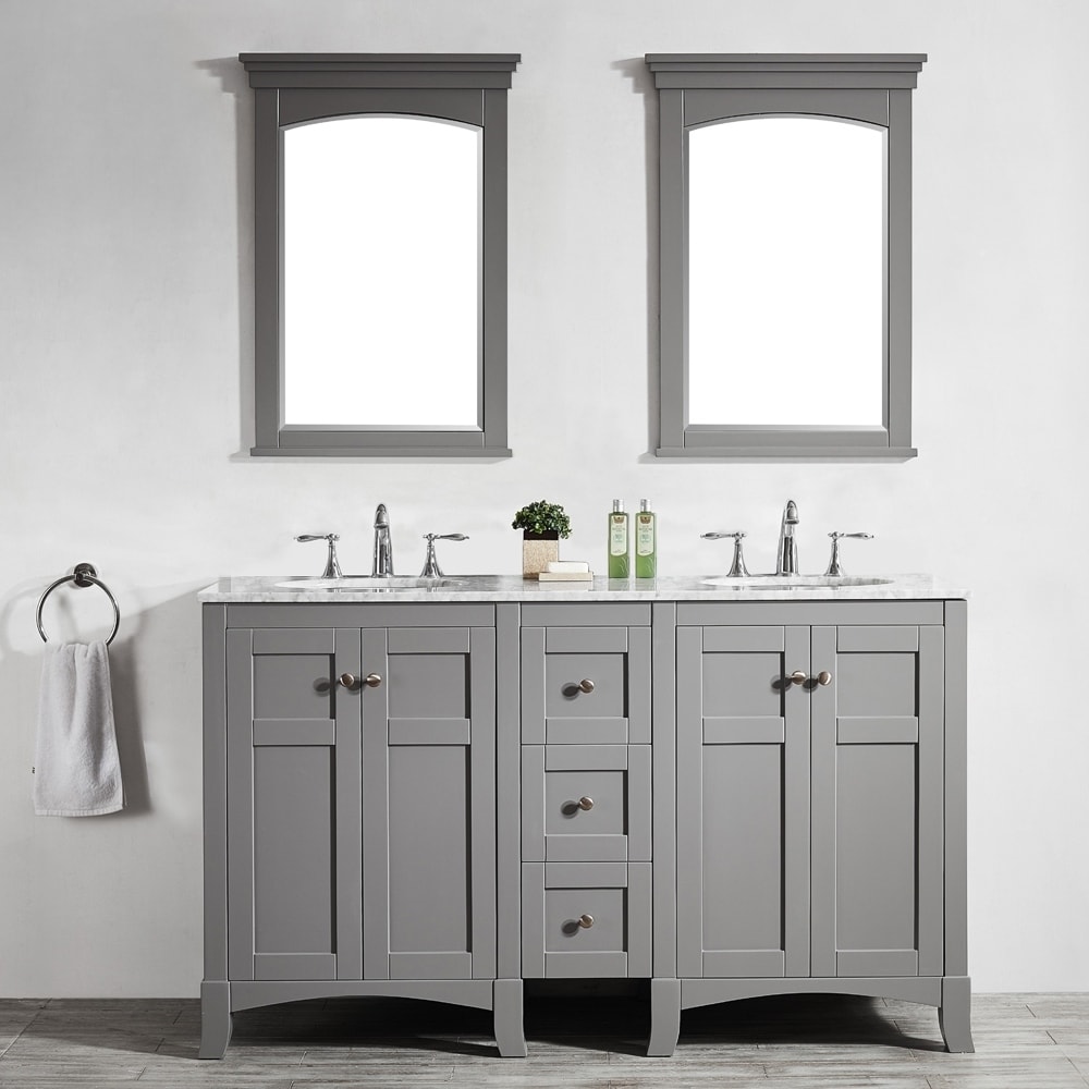 Arezzo Grey 60 inch Double Vanity With Carrara White Marble Top