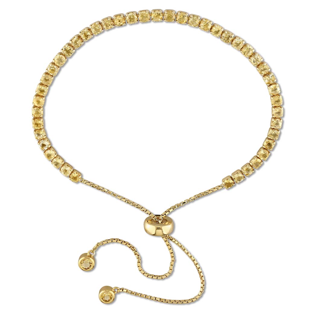 Miadora Yellow Plated Sterling Silver Citrine Tassel Adjustable Slider Bracelet