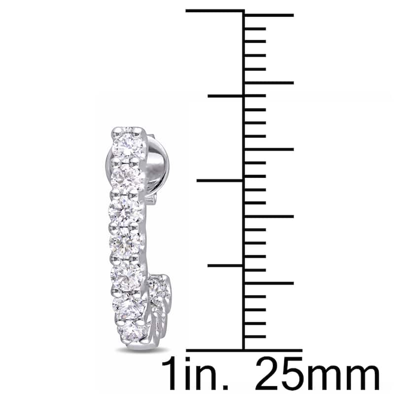 Miadora Signature Collection 14k White Gold 1ct TDW Diamond Semi-Hoop Earrings