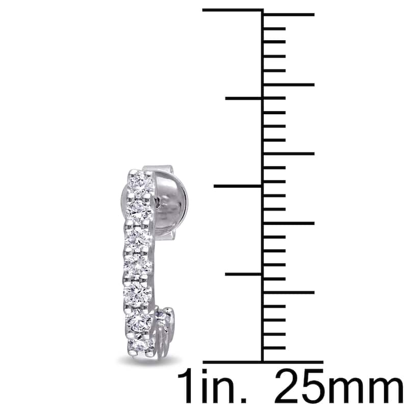Miadora Signature Collection 14k White Gold 1/2ct TDW Diamond Semi-Hoop Earrings