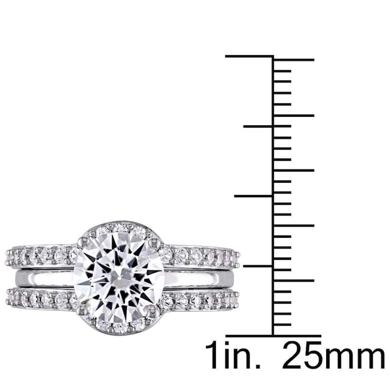 Miadora 10k White Gold Created White Sapphire Bridal Ring Set