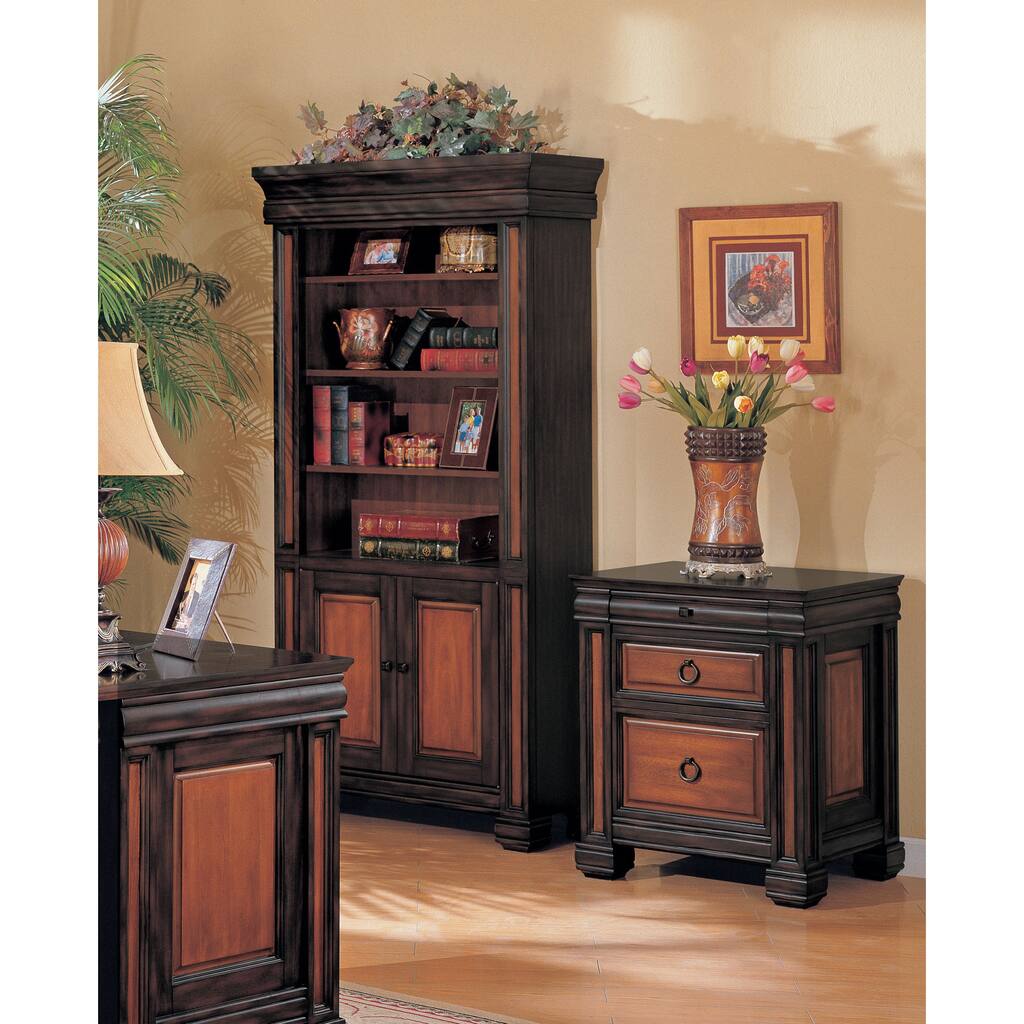 Coaster Company Black & Cherry Finish Wood File Cabinet