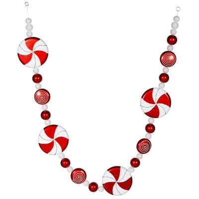 Vickerman Peppermint Red/White 6-foot Candy Garland
