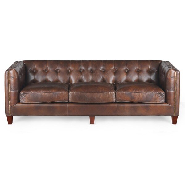 Shop Aristocrat Sofa, Cigar Brown Leather - Free Shipping Today ...