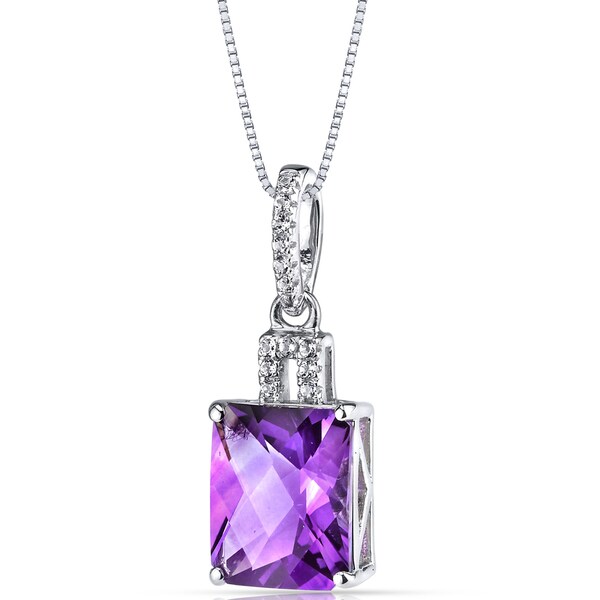 Oravo 14k White Gold Radiant-cut Gemstone Pendant