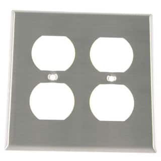 Leviton 004-84016-4 Double Gang Stainless Steel 2 Duplex Receptacle ...