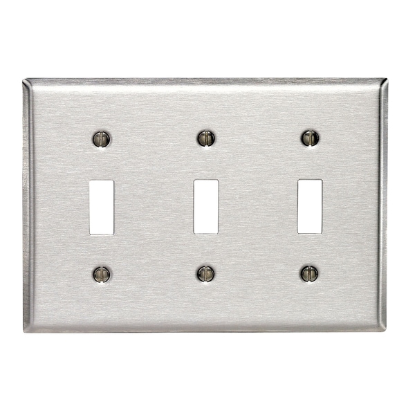 Leviton 003-84011-040 3-Toggle Stainless Steel Wall Plate