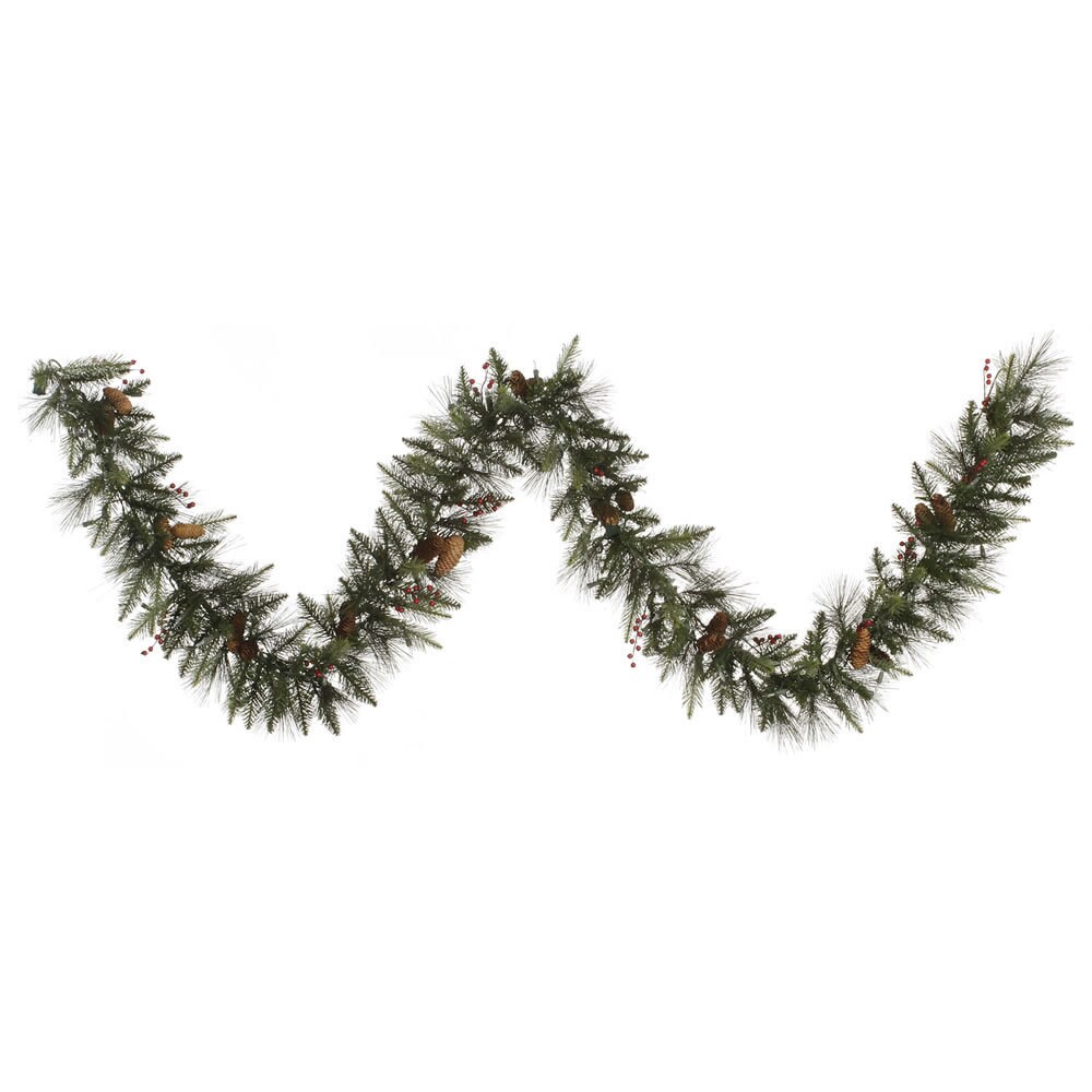 Vickerman 9 x 12 Vallejo Mixed Pine and Berry Garland with 50 Clear lights A143112 Vickerman 9 x 12 Vallejo Mixed Pine and Berry Garland with 50 Clear lights A143112