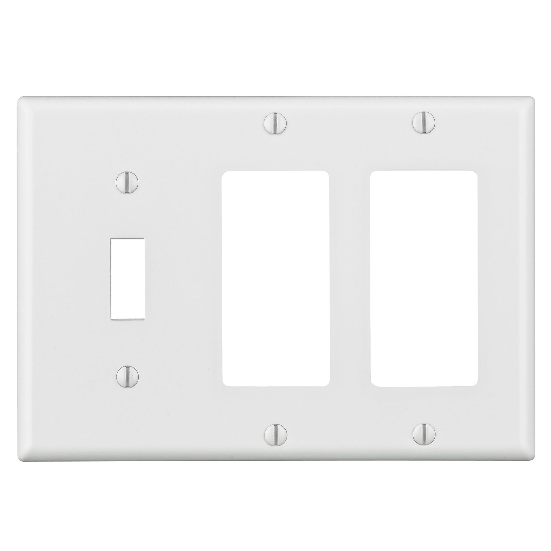 LEVITON DECORA PLASTIC 3 GANG 1 TOGGLE COMBINATION WALL COVER 80431-A