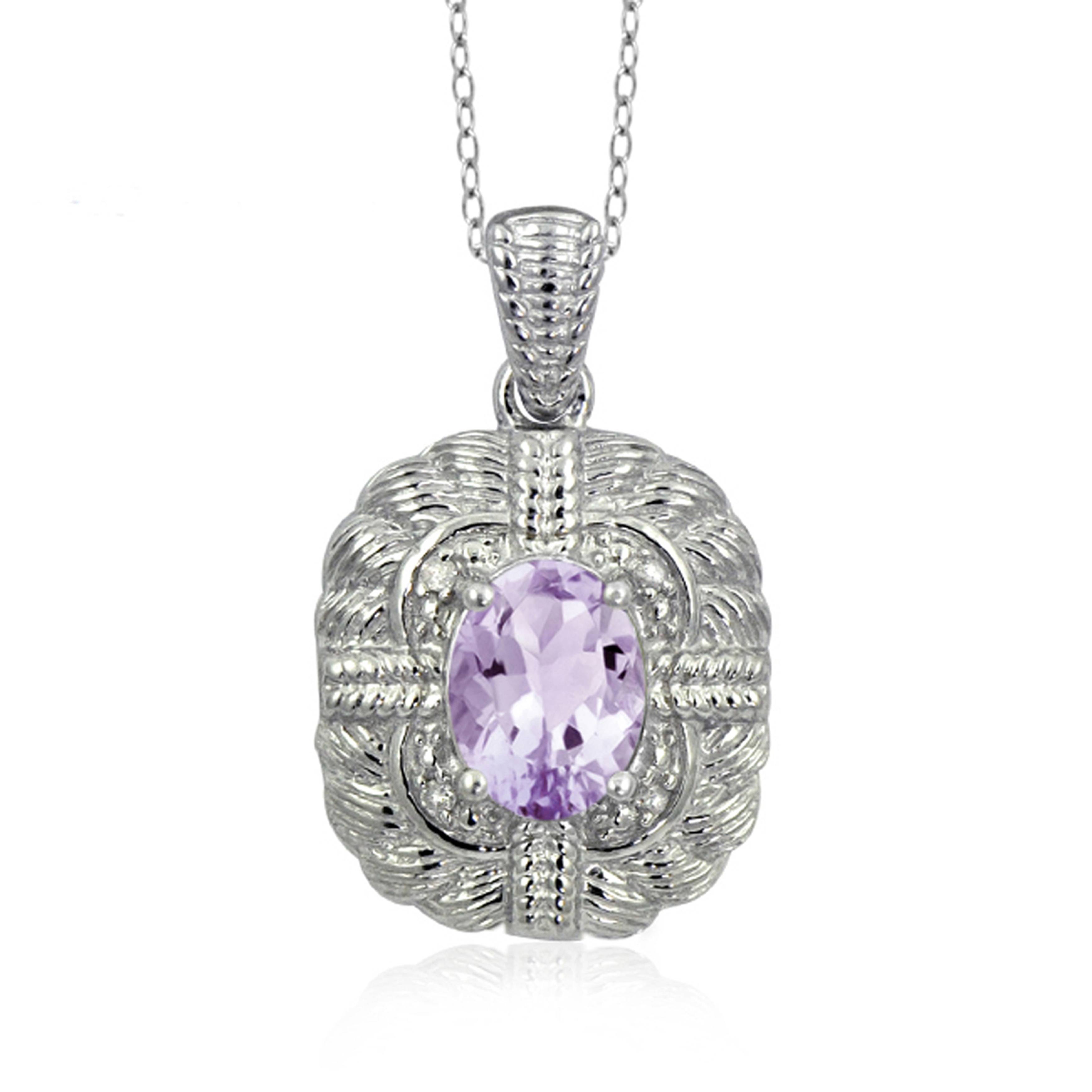 Jewelonfire Sterling Silver 1 1 10ct Tgw Pink Amethyst And Diamond Accent Pendant