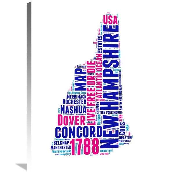 Naxart Studio 'New Hampshire Word Cloud Map' Stretched Canvas Wall Art ...