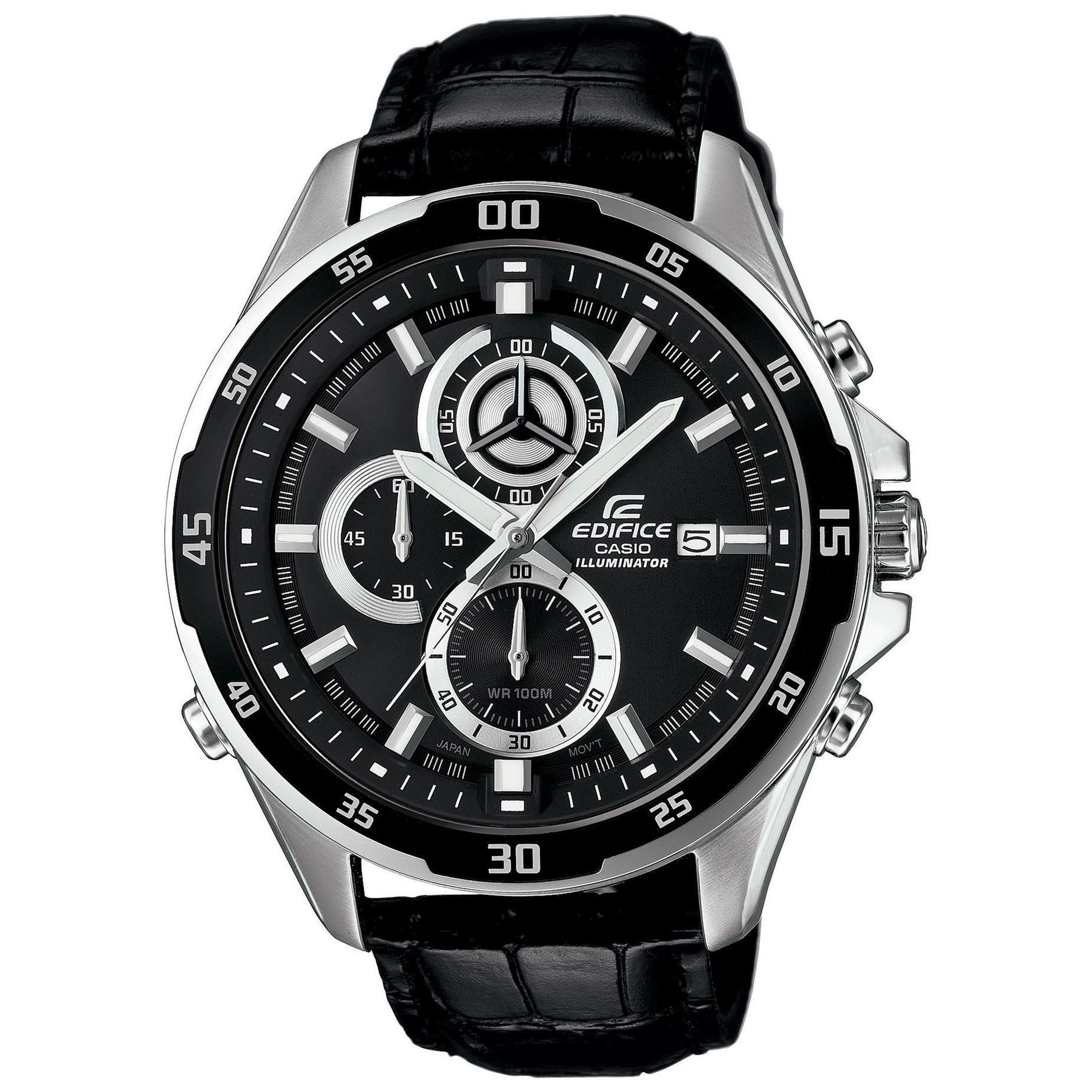 edifice leather watch