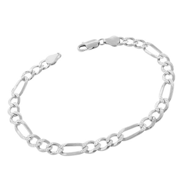 925 Sterling Silver High Polished 6mm Figaro Link Bracelet 9" 925 Sterling Silver High Polished 6mm Figaro Link Bracelet 9"