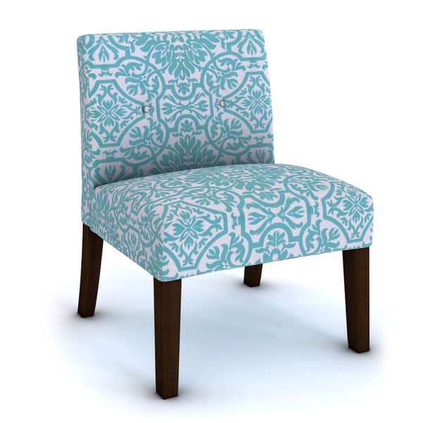 Shop Porch Den Mariposa Turquoise Blue Damask Armless Chairs