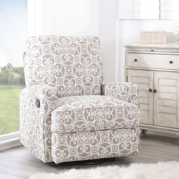 Shop Abbyson Luca Grey Floral Swivel Glider Recliner Chair On