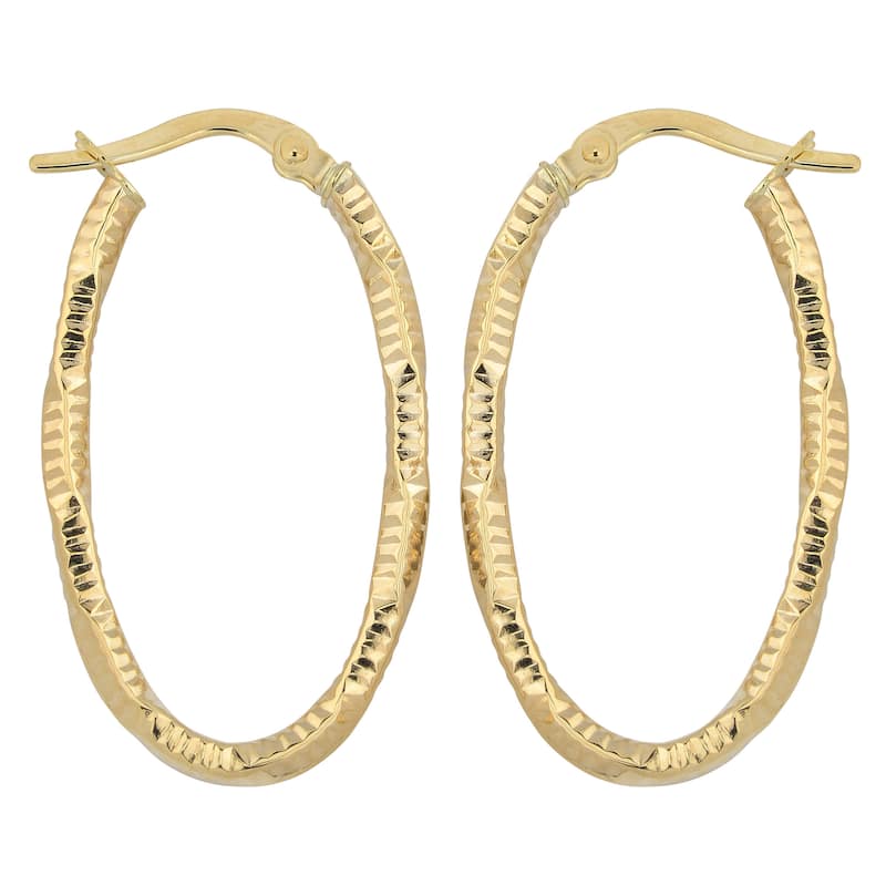 Fremada Italian 14k Yellow Gold Stunning Oval Hoop Earrings, 1-inch