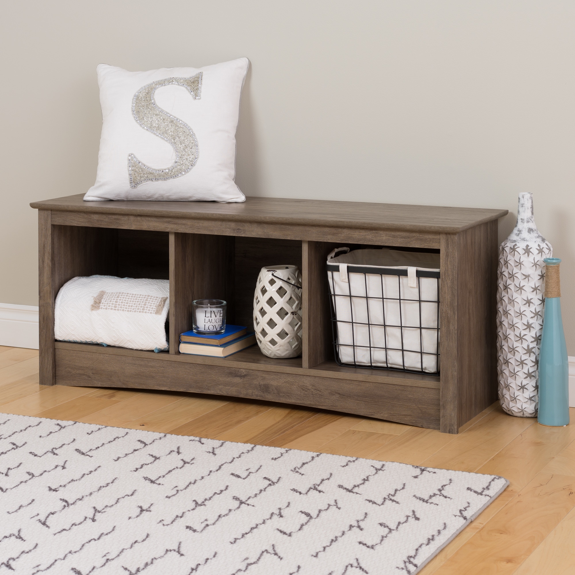 Shop PREPAC Drifted Grey Wood Cubby Bench - Free Shipping 