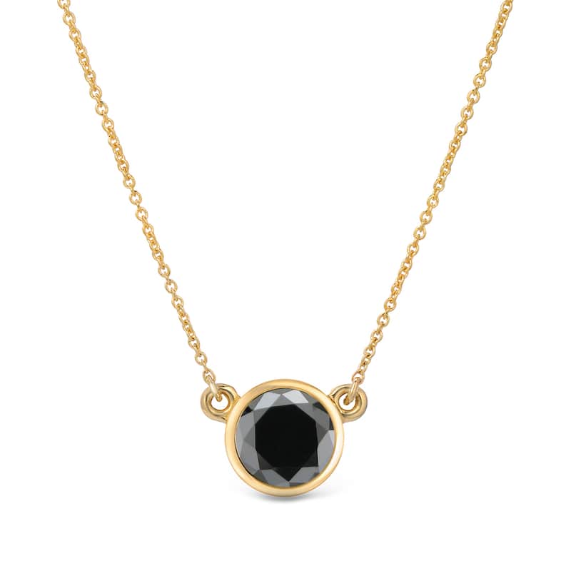 Auriya 14k Gold 1/4ctw Bezel-set Solitaire Black Diamond Necklace