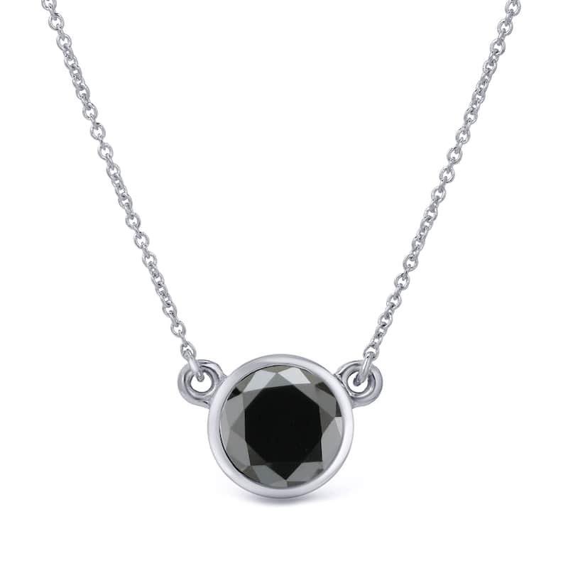 Auriya 14k Gold 1/2ctw Bezel-set Solitaire Black Diamond Necklace