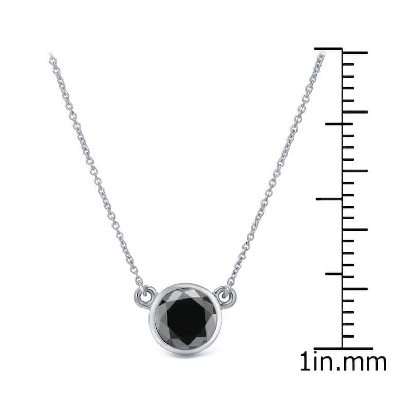 Auriya 14k Gold 1/2ctw Bezel-set Solitaire Black Diamond Necklace